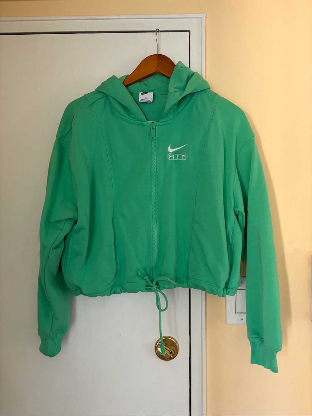 Nike Mint Green Drawstring Cropped Hoodie